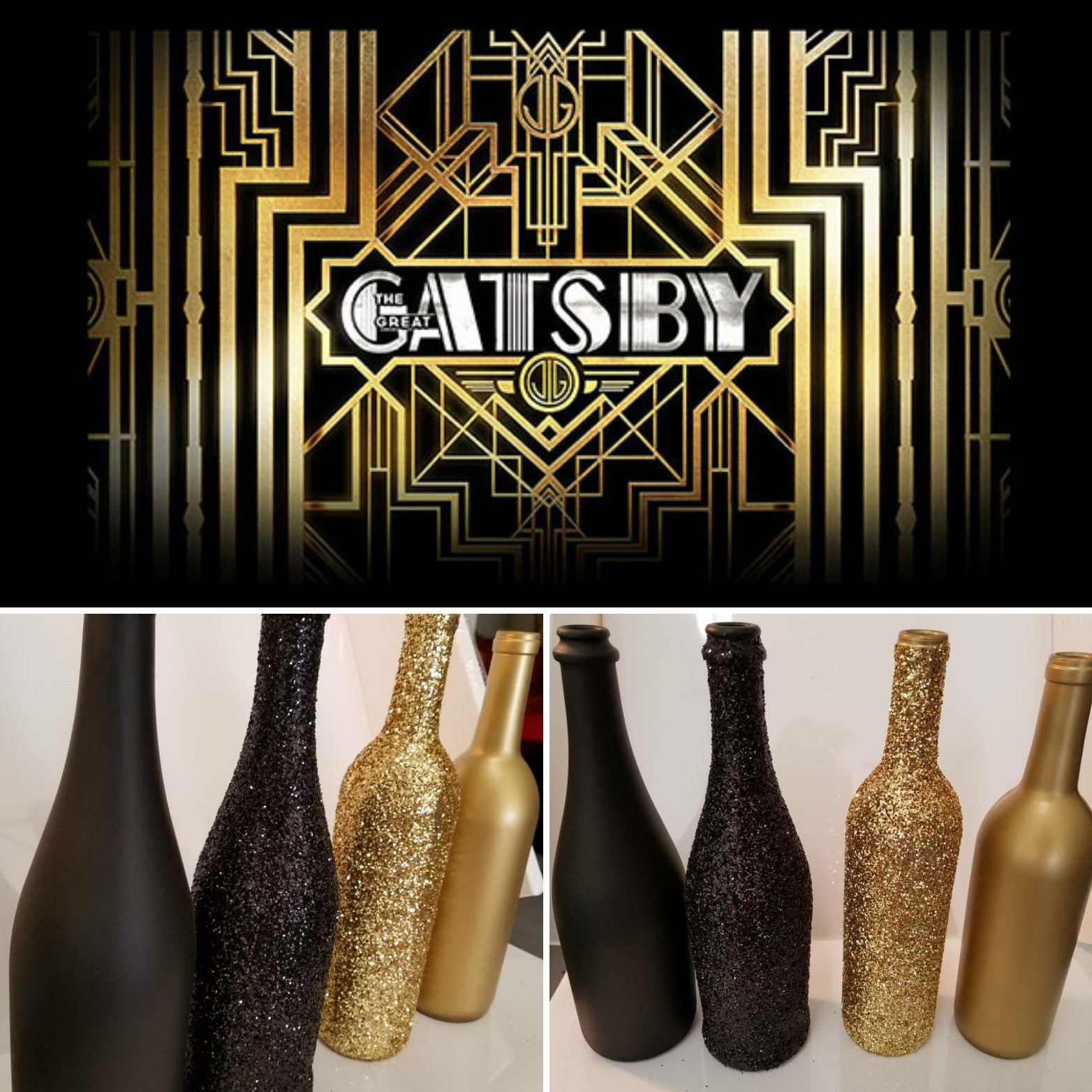 Set Of 4 Great Gatsby Roaring 20s Themed GLITTER Wine Etsy