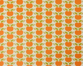 Papier peint vintage pomme orange au mètre #3660