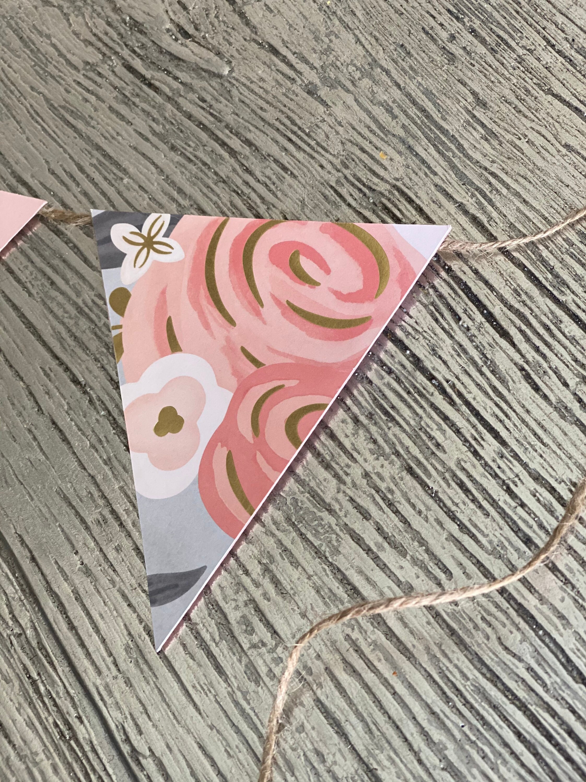 Erröten Rosa Gold grau Floral Wimpel Banner Bunting Girlanden | Etsy