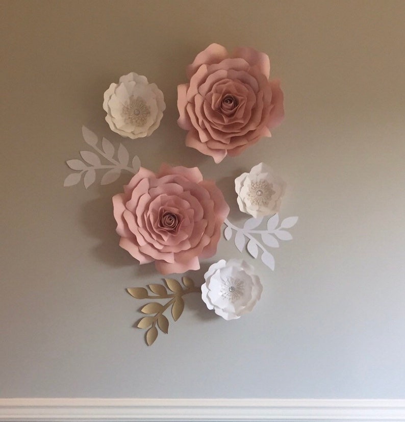 Paper Flowers Paper Flower Wall Decor Nursery Wall Decor Etsy