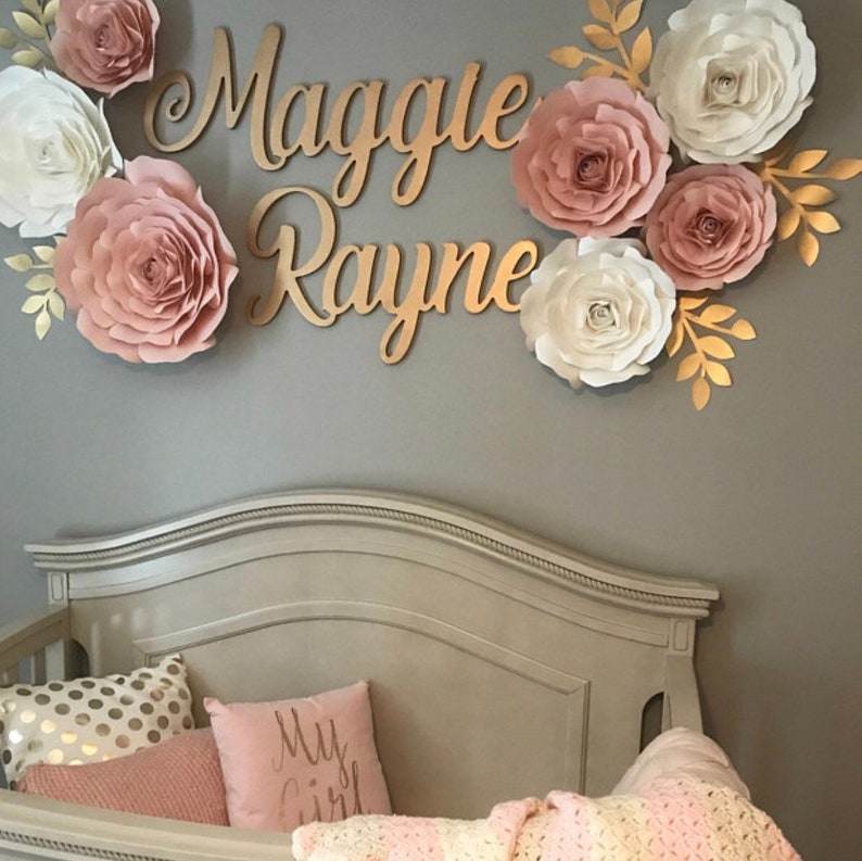 Paper Flower Wall Decor Nursery Paper Flower Set Blush and Etsy