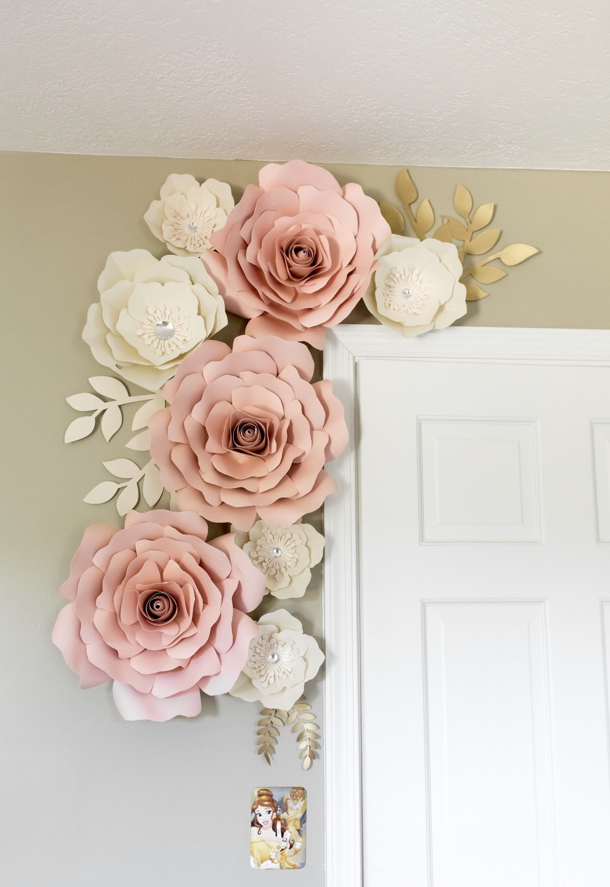 Large Paper Flowers Blush and White Paper Flower Wall Decor 