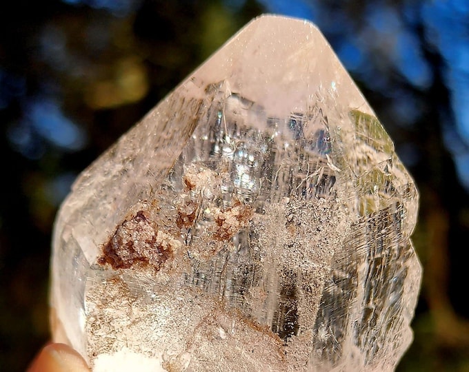 Clear Himalayan Quartz Crystal w Small Pink Druzy