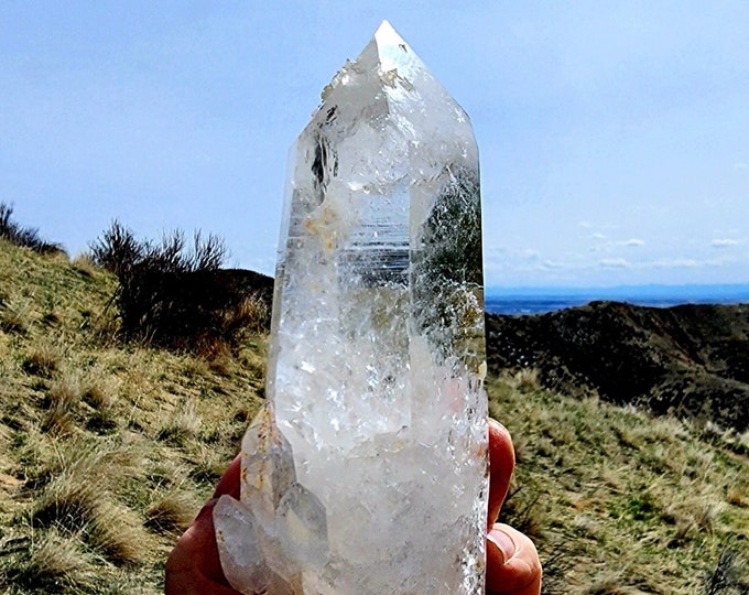 Large Colombian Lemurian Quartz Crystal- DT with Multiple Terminations on Bottom
