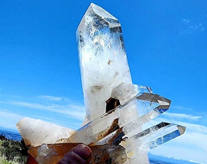Large Multi Terminated Colombian Lemurian Crystal Cluster-Wow!!! Uncut-Unpolished