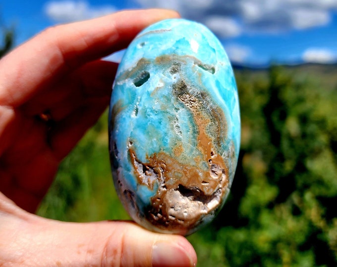 Blue Aragonite Palm Stone