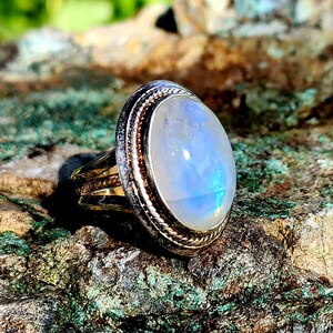 Sterling Silver Rainbow Moonstone Ring-Size 7