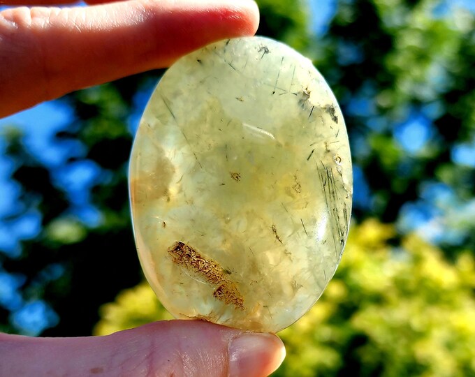 Prehnite with Epidote Palm Stone