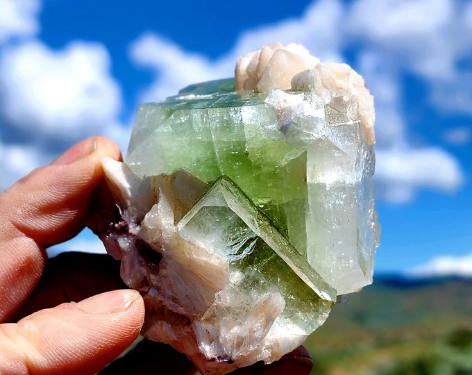 Green Apophyllite with Stilbite