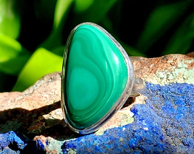 Sterling Silver Malachite Ring-Size 7
