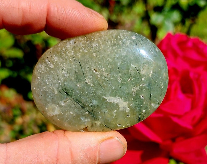 Prehnite with Epidote Palm Stone