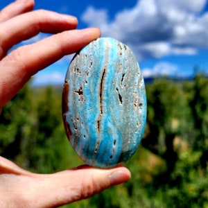 Blue Aragonite Palm Stone