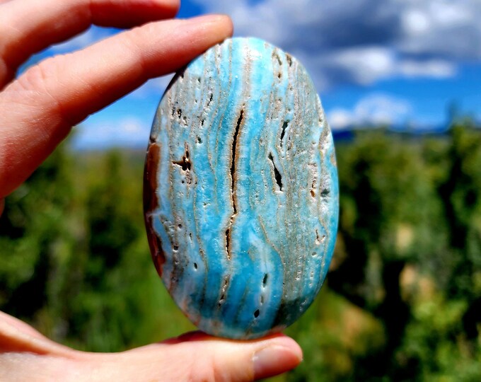 Blue Aragonite Palm Stone