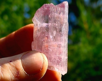 Piedra de bolsillo de kunzita: piedra preciosa rosa, cristal de apoyo para el duelo