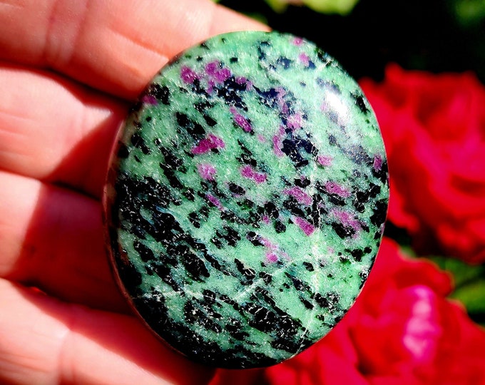 Zoisite with Ruby Palm Stone-with Druzy