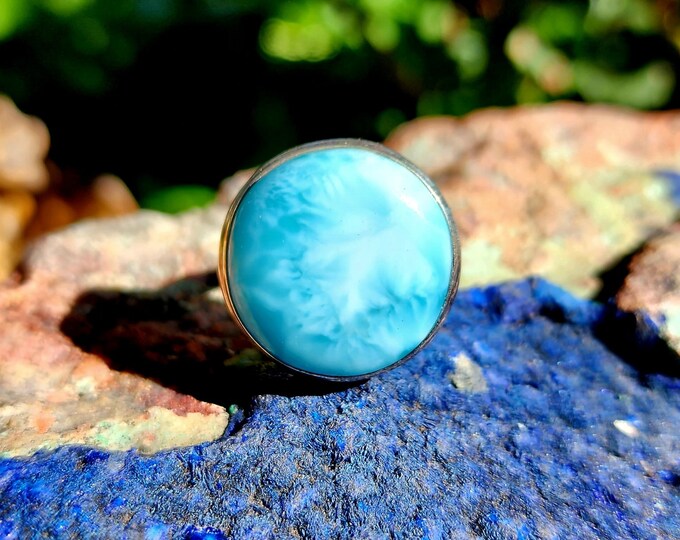Sterling Silver Larimar Ring-Size 7