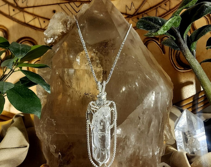 Sterling Silver Wire Wrapped Himalayan Quartz Necklace-Quality Intentional Reiki Jewelry