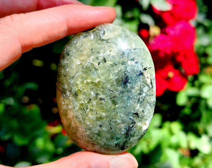 Prehnite with Epidote Palm Stones