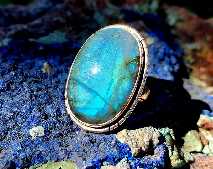 Sterling Silver Labradorite Ring-Size 6 1/2