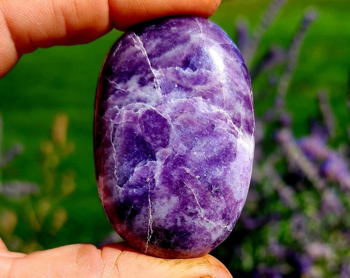 Lepidolite and Lavender Quartz Palm Stone