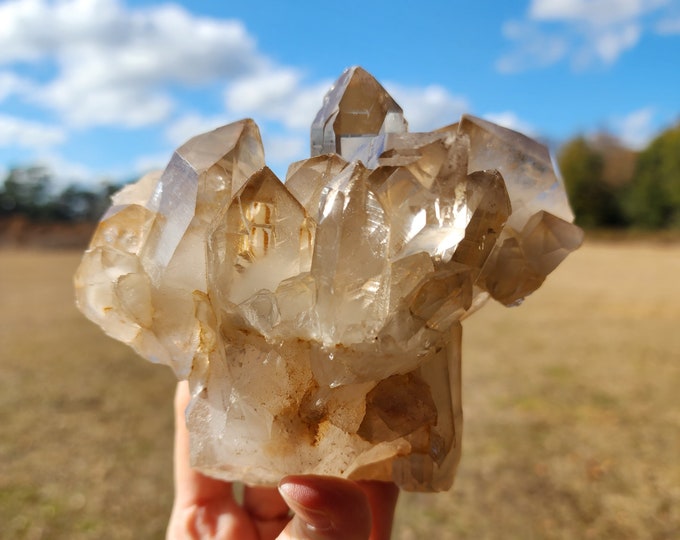 Large Smoky Himalayan Quartz Cluster-Very Unique Formation