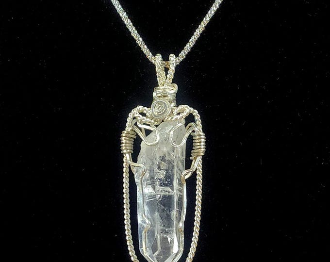 Sterling Silver Wire Wrapped Himalayan Quartz Necklace-Quality Intentional Reiki Jewelry