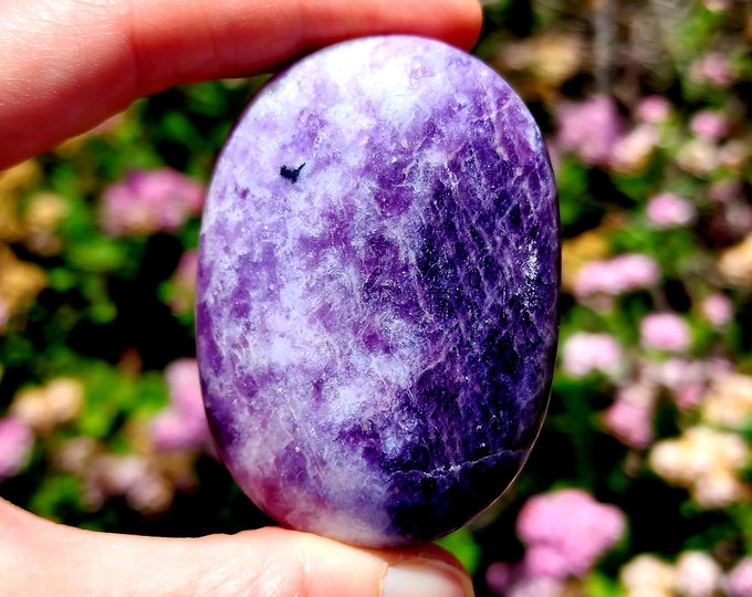 Lepidolite and Lavender Quartz Palm Stone