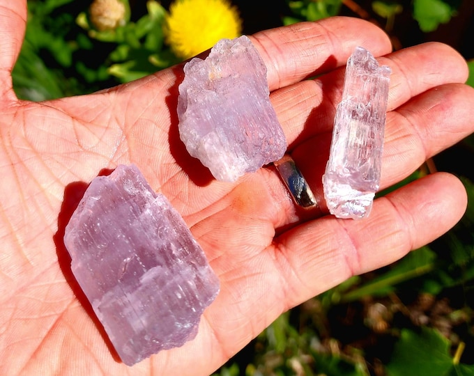 Multi-Colored Kunzite Lot-Gemmy Kunzite Pieces-Crystal Grid Pieces