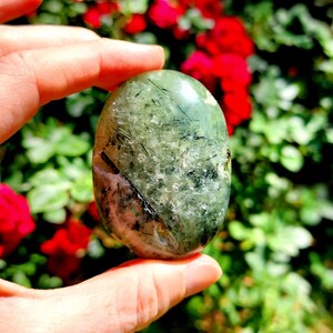 Prehnite with Epidote Palm Stone