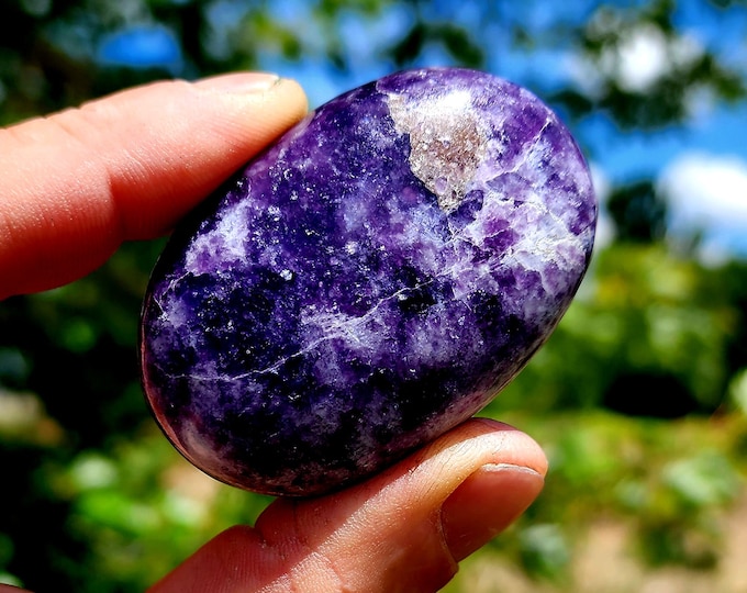 Lepidolite and Lavender Quartz Palm Stone