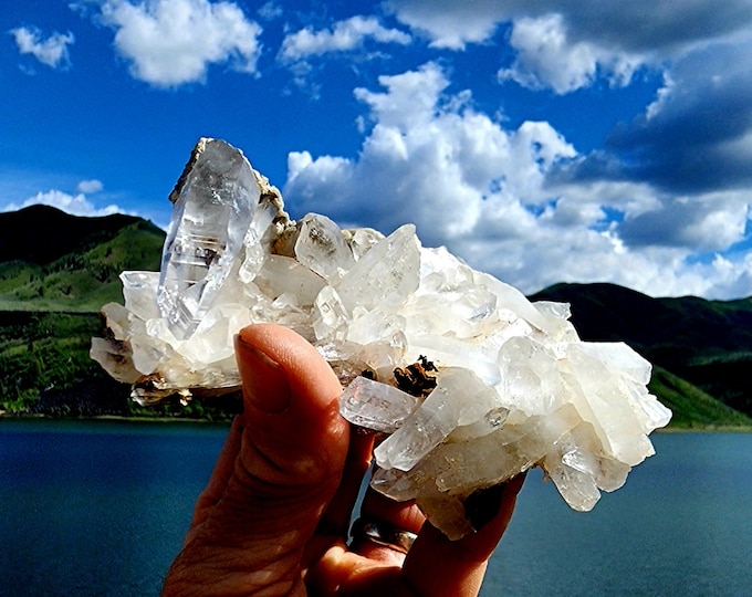 Colombian Lemurian Cluster-Calcite, Limonite, Quartz Matrix-Rare Find!