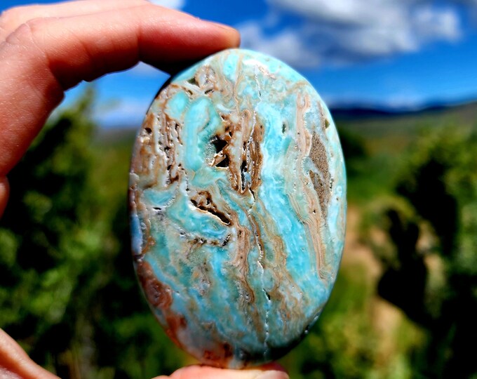 Blue Aragonite Palm Stone