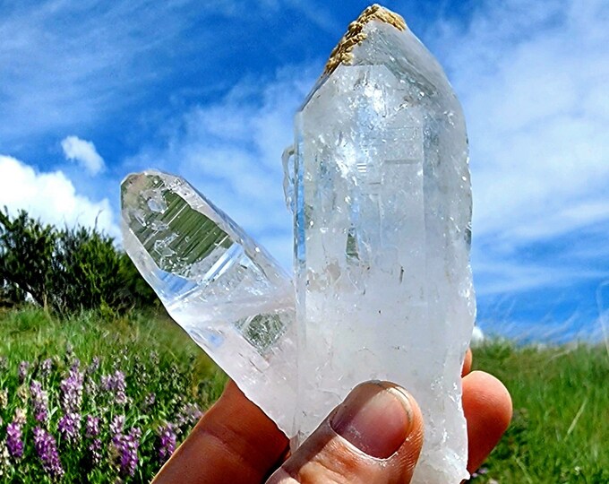 Colombian Lemurian with Calcite-Rare Find!-Small Tabular Formation-Self Healed