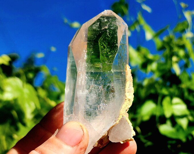 Colombian Lemurian with Calcite-Beautiful Piece-Amazing Clarity