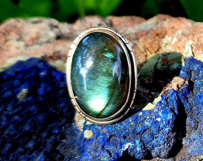 Sterling Silver Labradorite Ring-Size 6