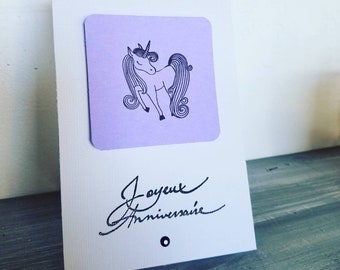Carte anniversaire fille licorne