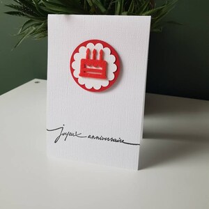 Carte anniversaire gâteau rouge ou orange en feutrine