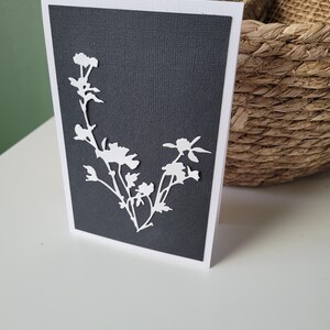 Carte condoléances souvenirs décès noir blanc fleur , enveloppe fournie afbeelding 5