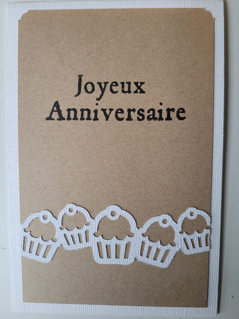 Carte anniversaire kraft gâteau cupcakes homme femme enfant image 5