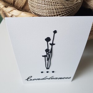 Carte condoléances sobre fleur noir enveloppe fournie immagine 2