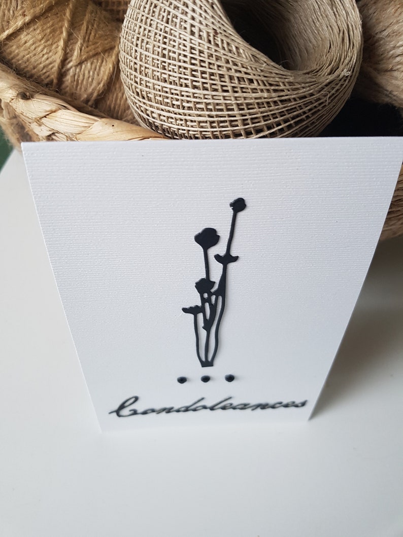 Carte condoléances sobre fleur noir enveloppe fournie immagine 2