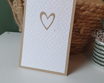 Carte félicitations saint valentin mariage fiançailles  coeur kraft