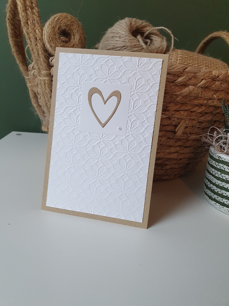 Carte félicitations saint valentin mariage fiançailles coeur kraft Bild 1