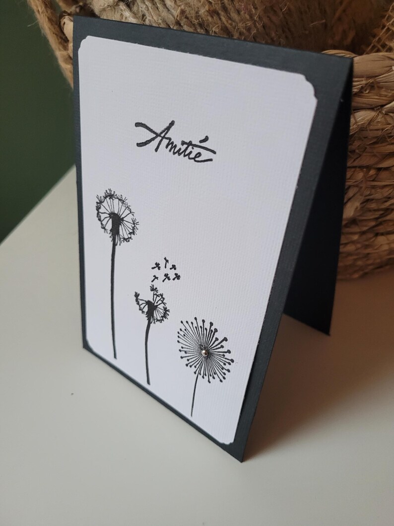 Carte de condoléances avec fleurs / amitié , enveloppe fournie afbeelding 3