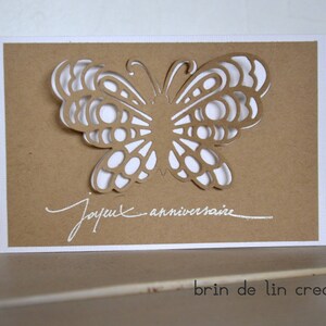 Carte joyeux anniversaire kraft papillon en volume Bild 2