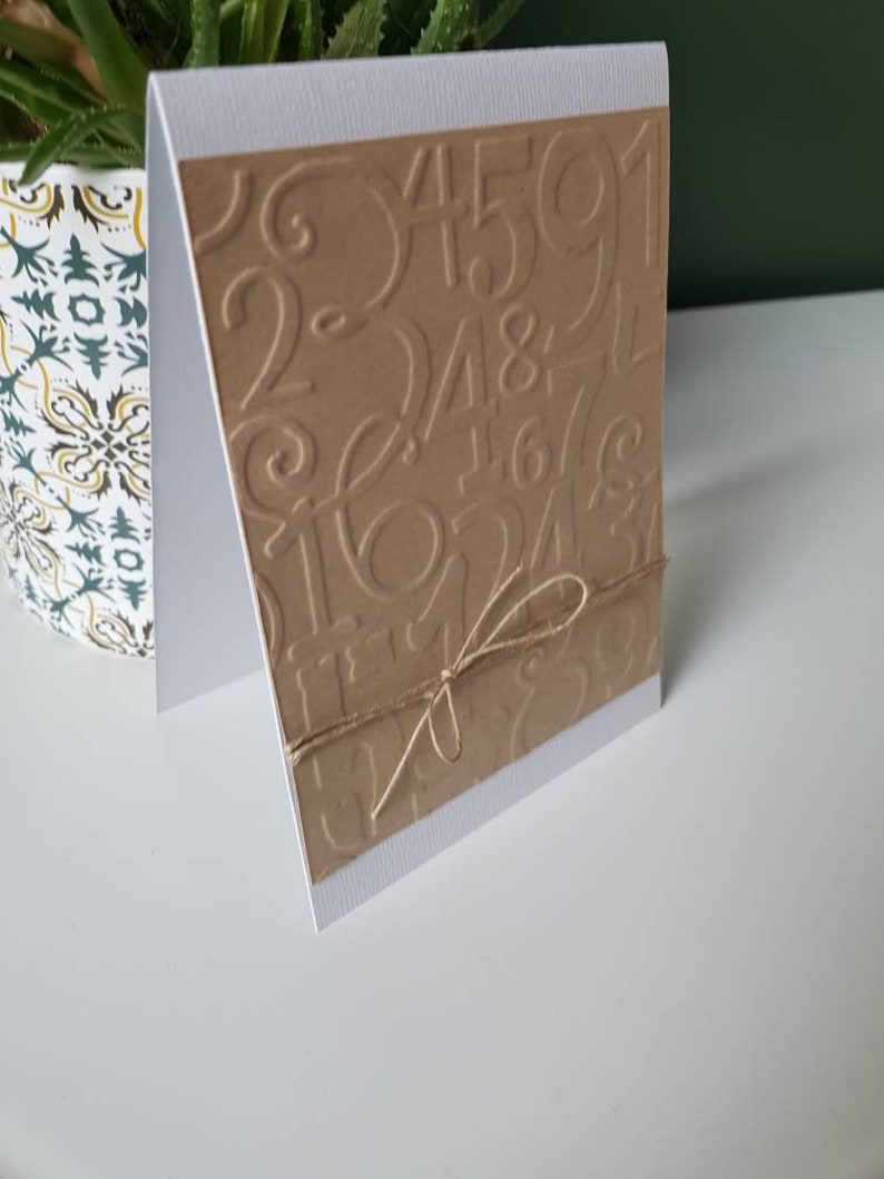 Carte anniversaire homme kraft sans texte avec embossage chiffres Bild 2