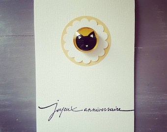 Carte anniversaire cadeau magnet chat