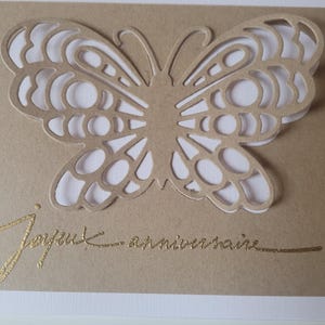 Carte joyeux anniversaire kraft papillon en volume Bild 4