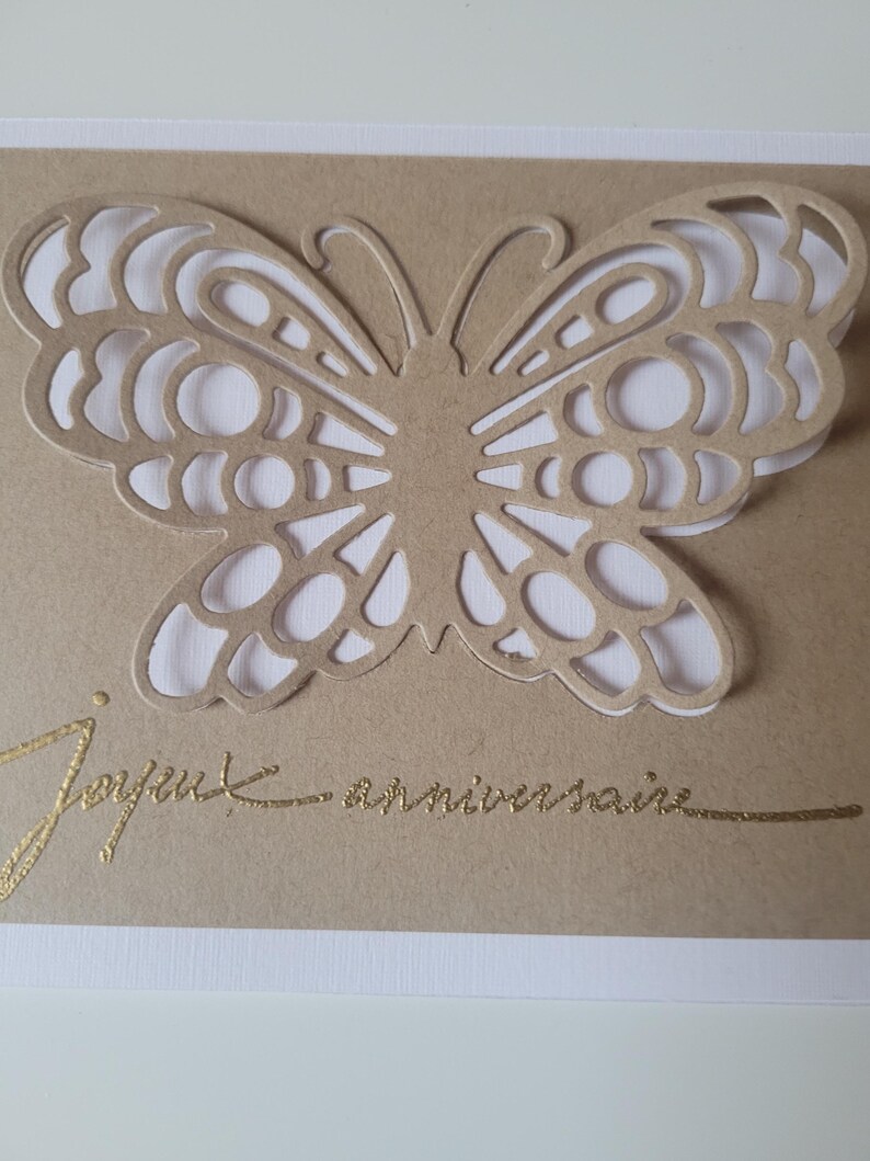Carte joyeux anniversaire kraft papillon en volume Bild 4