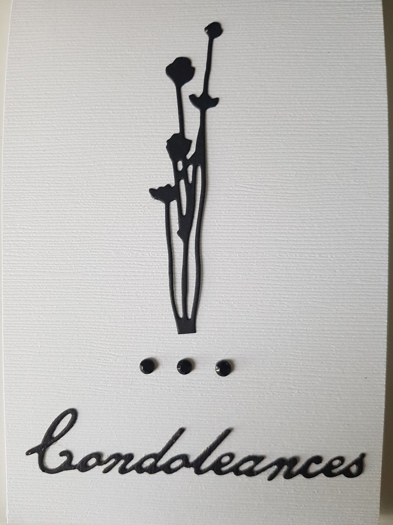 Carte condoléances sobre fleur noir enveloppe fournie immagine 5